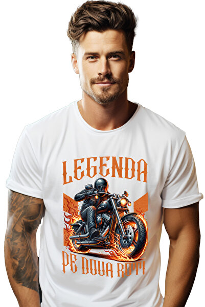 StoryGift Romania Men's T-shirt Legend On Two Wheels Motorcyclist Flames With...