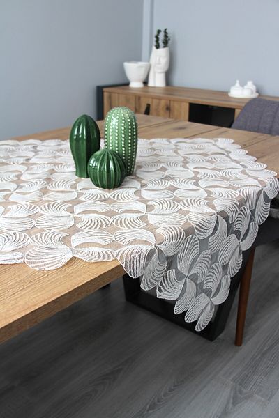 DDHOME Lace Knitted Detail Table, Fiskos Cover 90X90 cm 4002-Motif