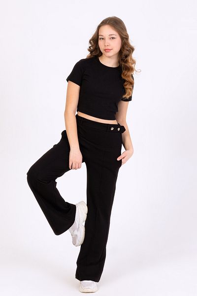 DPARİS Girl's Belt Buttoned Trousers