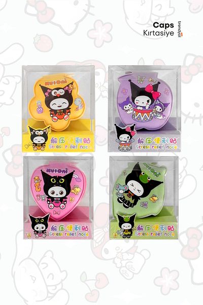 caps office 4 Pieces Kuromi Mini Notepad Set with Chain Strap – Yellow, Purple, Pink, Green