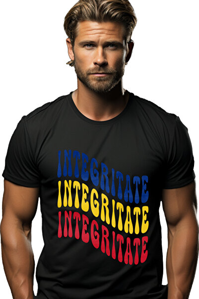 StoryGift Romania Tricou bărbătesc Cuvântul Integritate, În Culorile Drapelul...