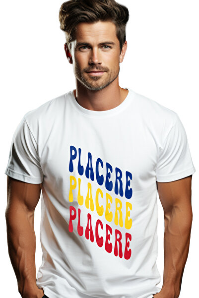 StoryGift Romania Tricou bărbătesc Cuvântul Plăcere, În Culorile Drapelului R...