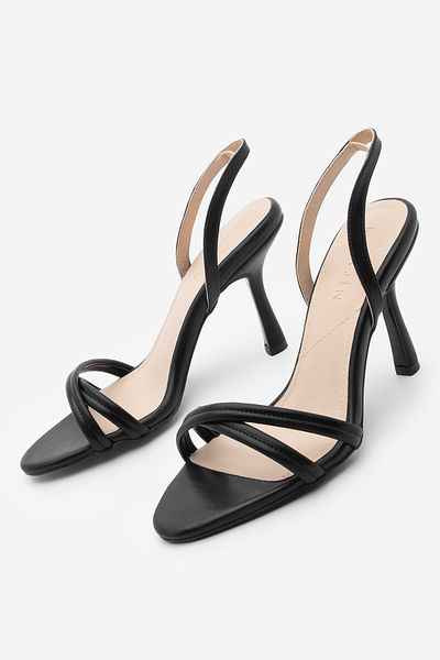 Marjin Women's Oval Toe Strap Weft Heeled Sandals Yetre Black