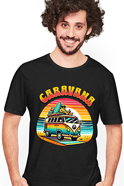 StoryGift Romania Tricou bărbătesc Caravan Relaxing Man On The Beach Sunset c...