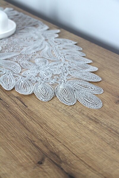 DDHOME Lace Cord Knitted Detail Table Runner Fiskos Cover 100X35 cm 1010-Kelebek