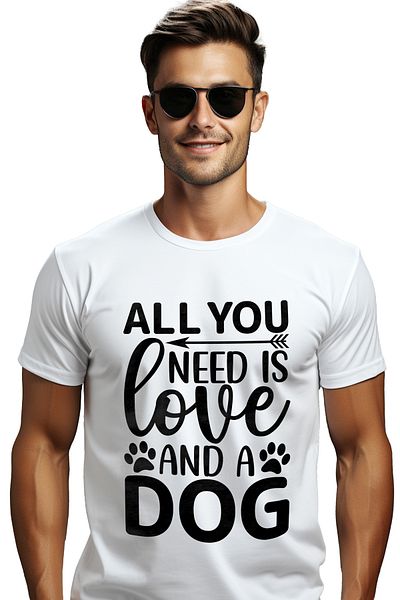 StoryGift Romania Men's T-shirt for those who only need love and a dog with STG Face print