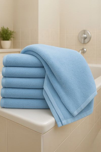 S&R 6 Pieces 50X90 cm Turkish Bath Spa Hand-Face-Head Towel Blue