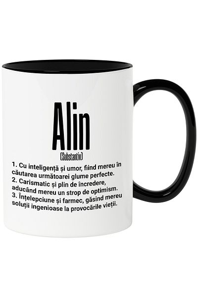 StoryGift Romania Mug With Name Alin, Intelligence, Humor, Charismatic, Wise, Personalized, Gift, With, STG