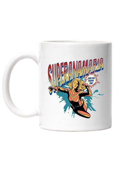 StoryGift Romania Cana Super Ana-Maria, SuperErou Sunt Aici Pentru Tine, 330ml, Ceramic cu Maner A, Cu ,STG