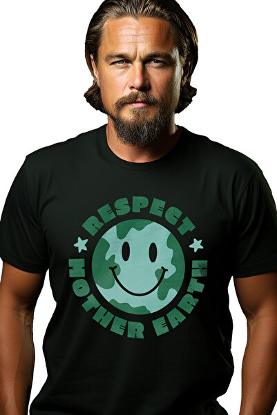 StoryGift Romania Tricou bărbătesc cu mesaj în engleză Respect Mama Pământ, P...