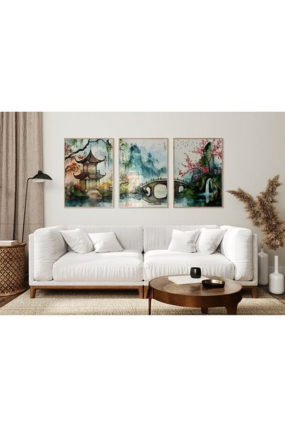 Dekorsiahome 3 Pcs Wood Frame Living Room Hall Kitchen Table Set Set3094
