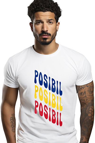 StoryGift Romania Tricou bărbătesc Cuvântul Posibil, În Culorile Drapelului R...