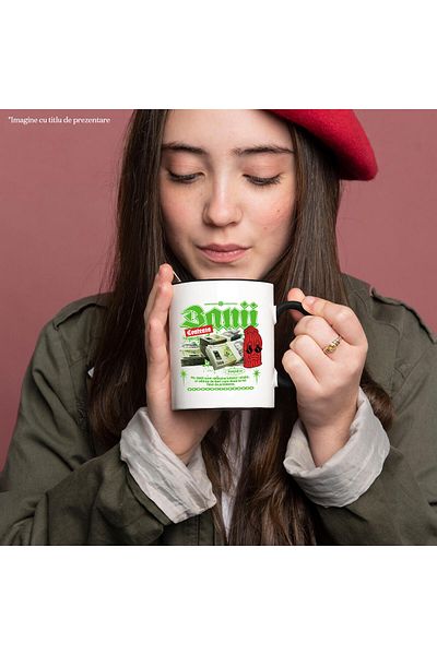 StoryGift Romania Mug with Stacks of 500 Lei Banknotes, Angry Red Hood, Text Money Matters, C, With, STG