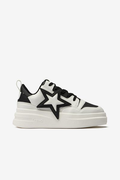 Seniorah Black-White Skin Star Patterned Women's Sports Shoes