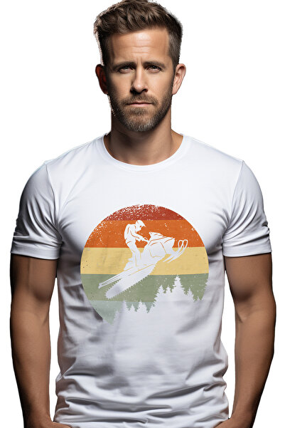 StoryGift Romania Tricou bărbătesc cu imprimeu sport, curcubeu, pădure, snowmobil, cască, rucsac, Fatstg