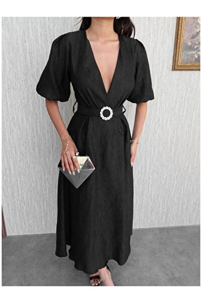 ESRAHELVACI Double Breasted Dress with Sparkling Belt