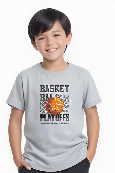 FYK KİDS Boys Round Neck Basketball Printed T-Shirt