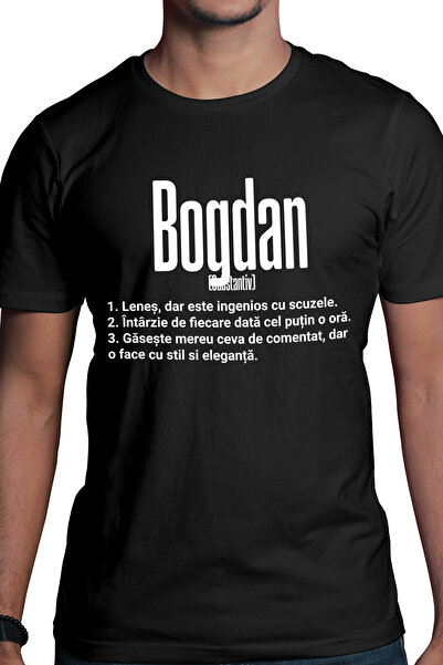 StoryGift Romania Tricou bărbătesc cu numele Bogdan, amuzant, leneș, hilar, p...