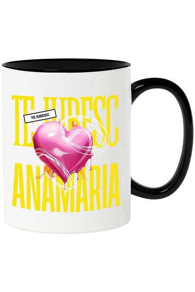 StoryGift Romania I Love You Anamaria Mug, Love, Heart, Valentine's Day, Valentine's Day, V, With, STG