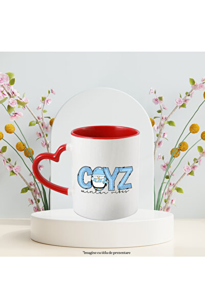 StoryGift Romania Mug with a penguin with the message "Cozy winter vibes", Merry Christmas, illustration, , With ,STG