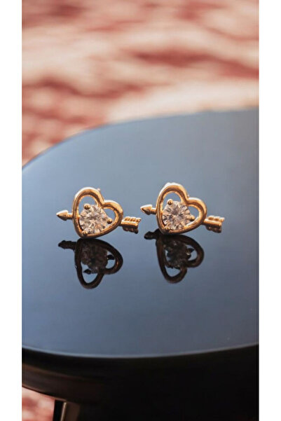 İNİTİUM Xuping Jewelry Stainless Steel Small Cz Heart Rose Gold Earrings