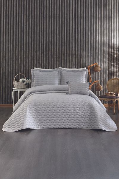 Bonny Home Silky Textured Cream Modern and Simple Double Bed Cover Set