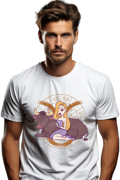 StoryGift Romania Tricou bărbătesc cu semnul zodiacal Taur, animal puternic c...