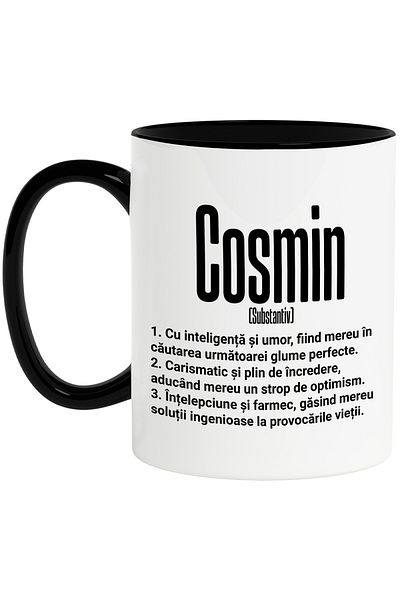 StoryGift Romania Mug With Name Cosmin, Intelligence, Humor, Charismatic, Wise, Personalized, Like, With, STG