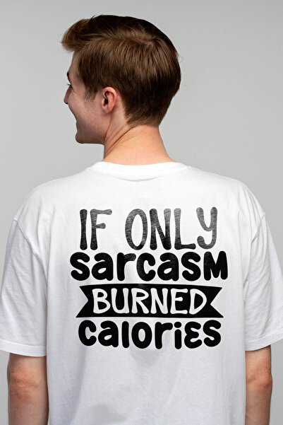 StoryGift Romania Tricou bărbătesc cu textul „dacă sarcasmul ar arde calorii”...