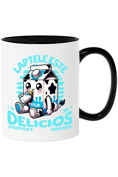StoryGift Romania Mug with Milk Carton Baby Text Milk is Delicious, Nature, Ceramic, 330ML,, With ,STG