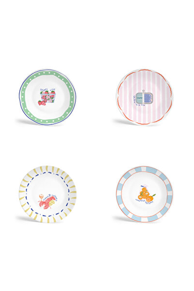 Genel Markalar Bon App Collection Renkli Porselen 4’lü Tatlı Tabağı Seti