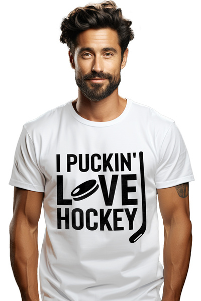 StoryGift Romania Tricou bărbătesc pentru iubitorii de hochei cu textul „i Pu...