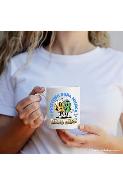 StoryGift Romania Mug with Party Couple Dose and Beer Mug Text Friends After Work, Ceram, With ,STG