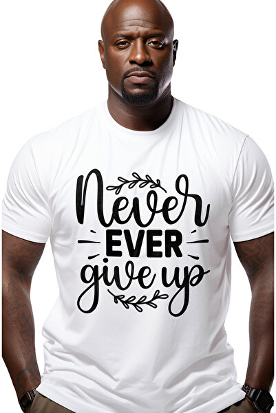 StoryGift Romania Tricou bărbătesc cu textul în engleză „never Ever Give Up” ...