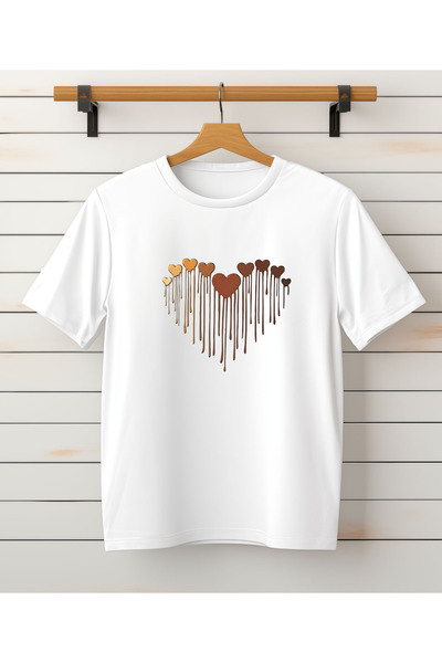 ASELİNDA Тениска с принт на разтопено сърце за майка и дъщеря (един продукт, добавете 2 в количката за комбинацията)