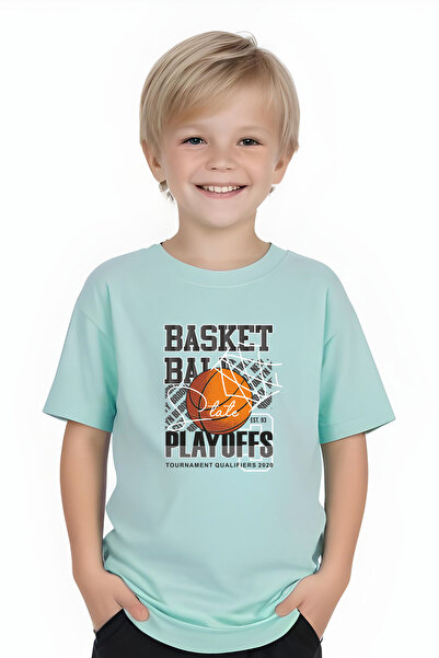 FYK KİDS Boys Round Neck Basketball Printed T-Shirt