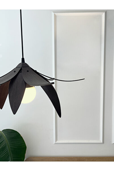 Fagus Wood Lotus Avize – Ahşap Modern ve Minimal Tasarım Avize, İskandinav Salon ve Oturma Odası Aydınlatması