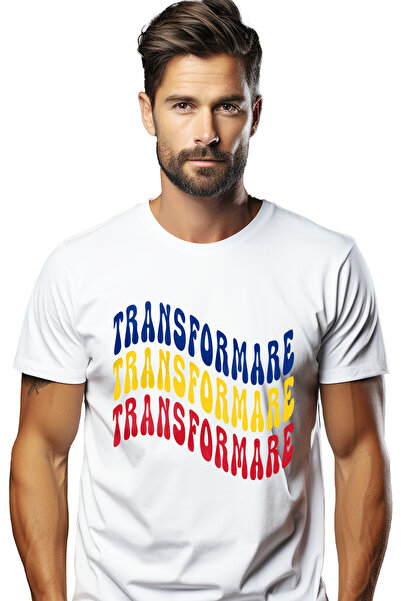 StoryGift Romania Tricou bărbătesc Cuvântul Transformare, În Culorile Drapelu...