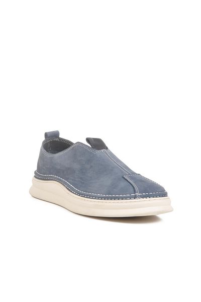 WALKWAY 2Y0107 Blue Nubuck Genuine Leather Men's Casual Shoes
