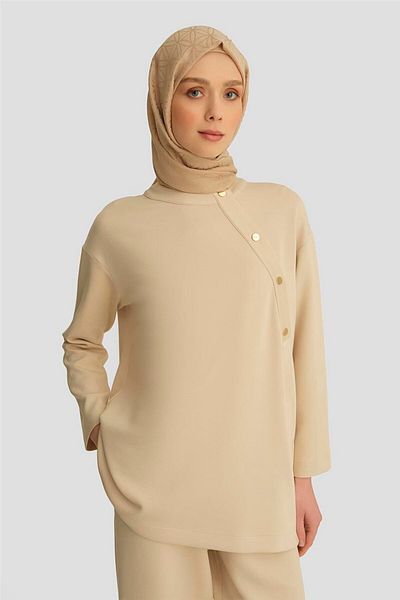Armine Studded Detailed Knitted Suit 25Yh615 Beige