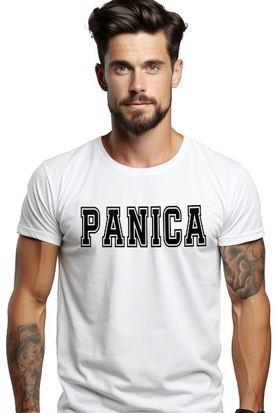 StoryGift Romania Men's T-Shirt Panic, Motivational Message, Inspirational Text, Self Care with FaSTG print