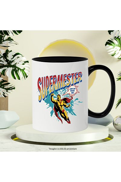 StoryGift Romania Super Mester Superhero Mug I'm Here For You, 330ml, Ceramic with Black Handle, With ,STG