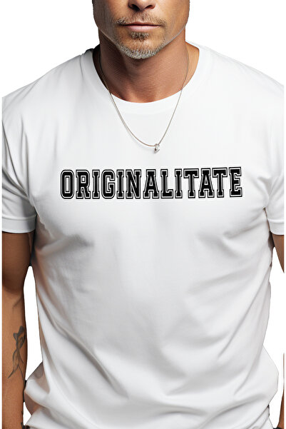 StoryGift Romania Tricou bărbătesc cu imprimeu „Originalitate, mesaj motivați...