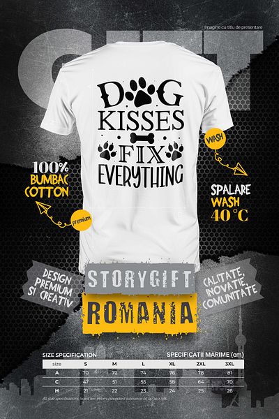 StoryGift Romania Men's T-shirt For Those Who Believe That Dog Kisses Fix Everything - Paws With Stg Print