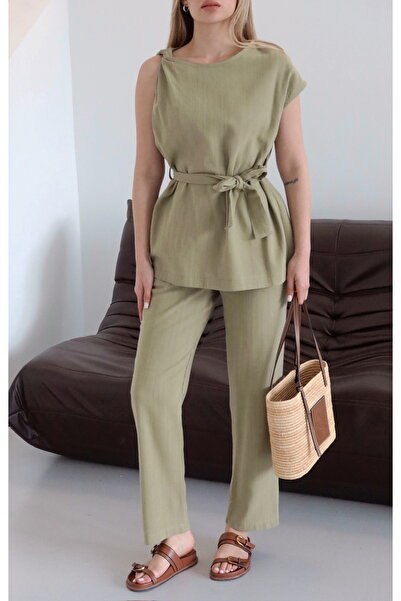 Laluvia Çağla Shoulder Twist Detailed Blouse Trousers Set - 8644