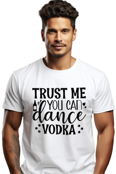 StoryGift Romania Tricou bărbătesc pentru consumatorii de vodcă - Băutură alcoolică dansează cu imprimeu pe față Stg