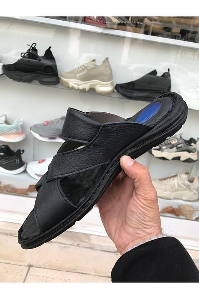 Brs Heel Spur Genuine Leather Slippers