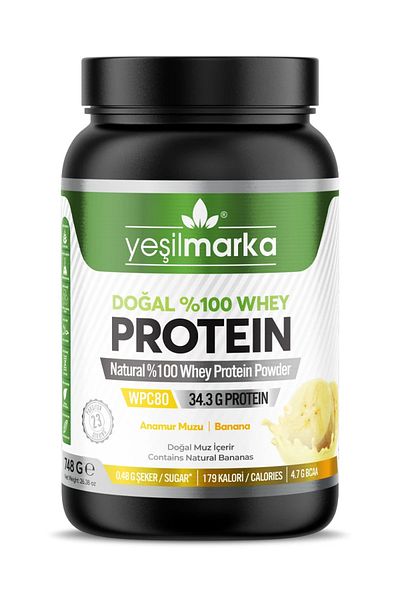 yeşilmarka Natural Whey Protein Powder - Anamur Banana 748g - Real Banana Powder - Does Not Contain Artificial Sweetener!