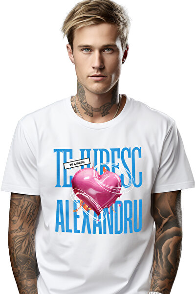 StoryGift Romania Tricou Barbati Te Iubesc Alexandru, Dragoste, Inima, Iubire...