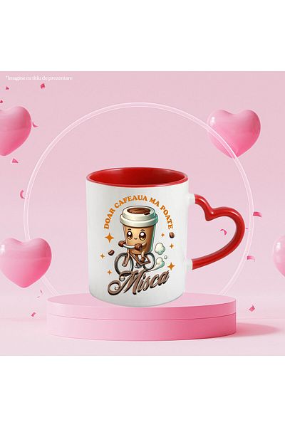StoryGift Romania Mug with Coffee Cup on Bicycle Text Only Coffee Moves Me, Ceramic, 330ML,, With ,STG